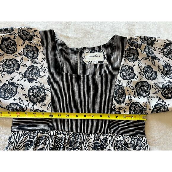 ANTHROPOLOGIE Bloomingprint Dress Size 8 Adrienne Flounced Midi Floral Pockets - Picture 14 of 16